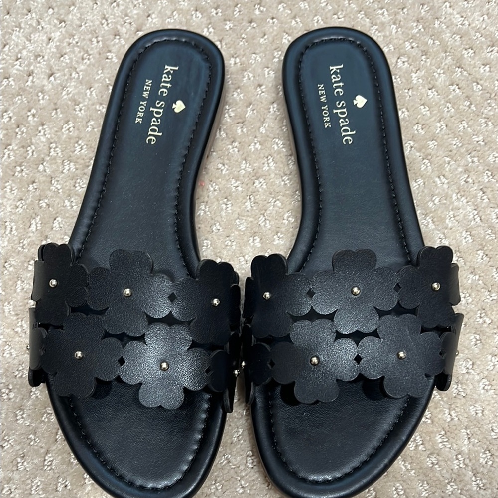 Kate Spade Black Floral Cutout Sandals